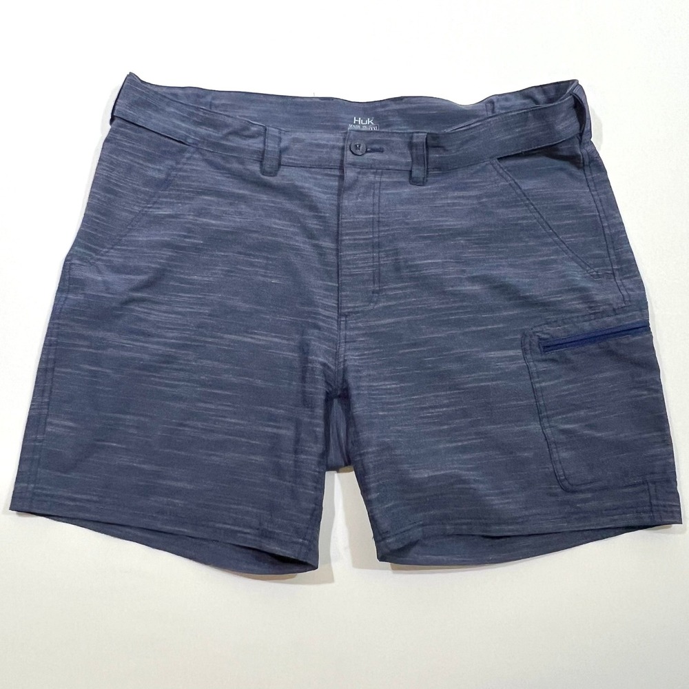 Huk‎ Next Level Mens Fishing Shorts XXL Blue Performance Stretch Cargo Pocket